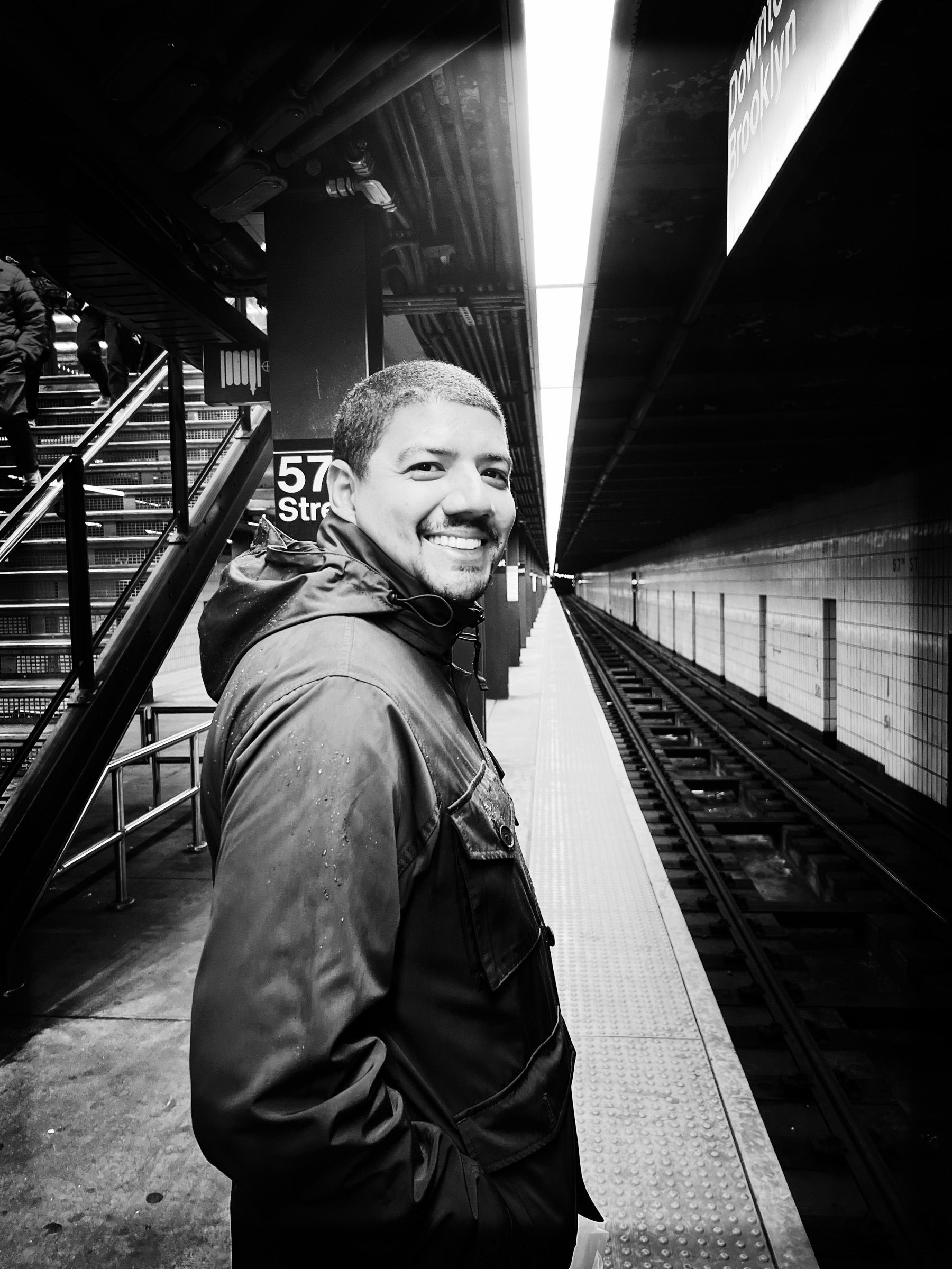Leandro Cardoso no metrô de Nova York